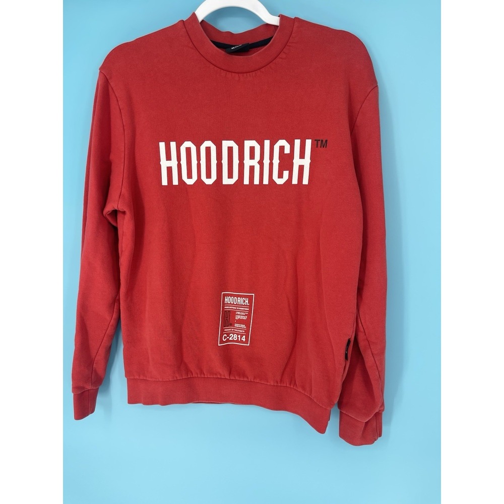 Hoodrich Mens Red Sweatshirt Size M Cotton Blend Crewneck Pullover - Picture 2 of 7